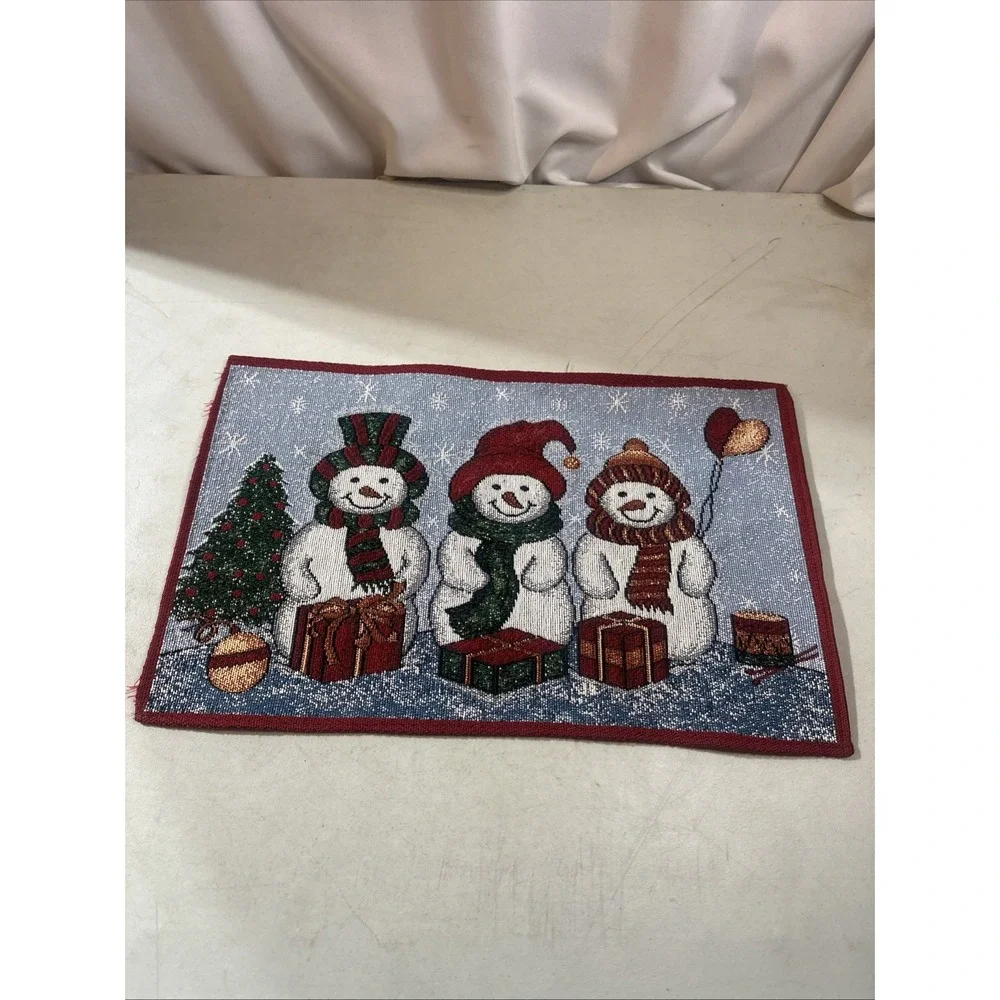 5 Tapestry Snowmen Family Placemats Holiday Christmas Snow Vintage